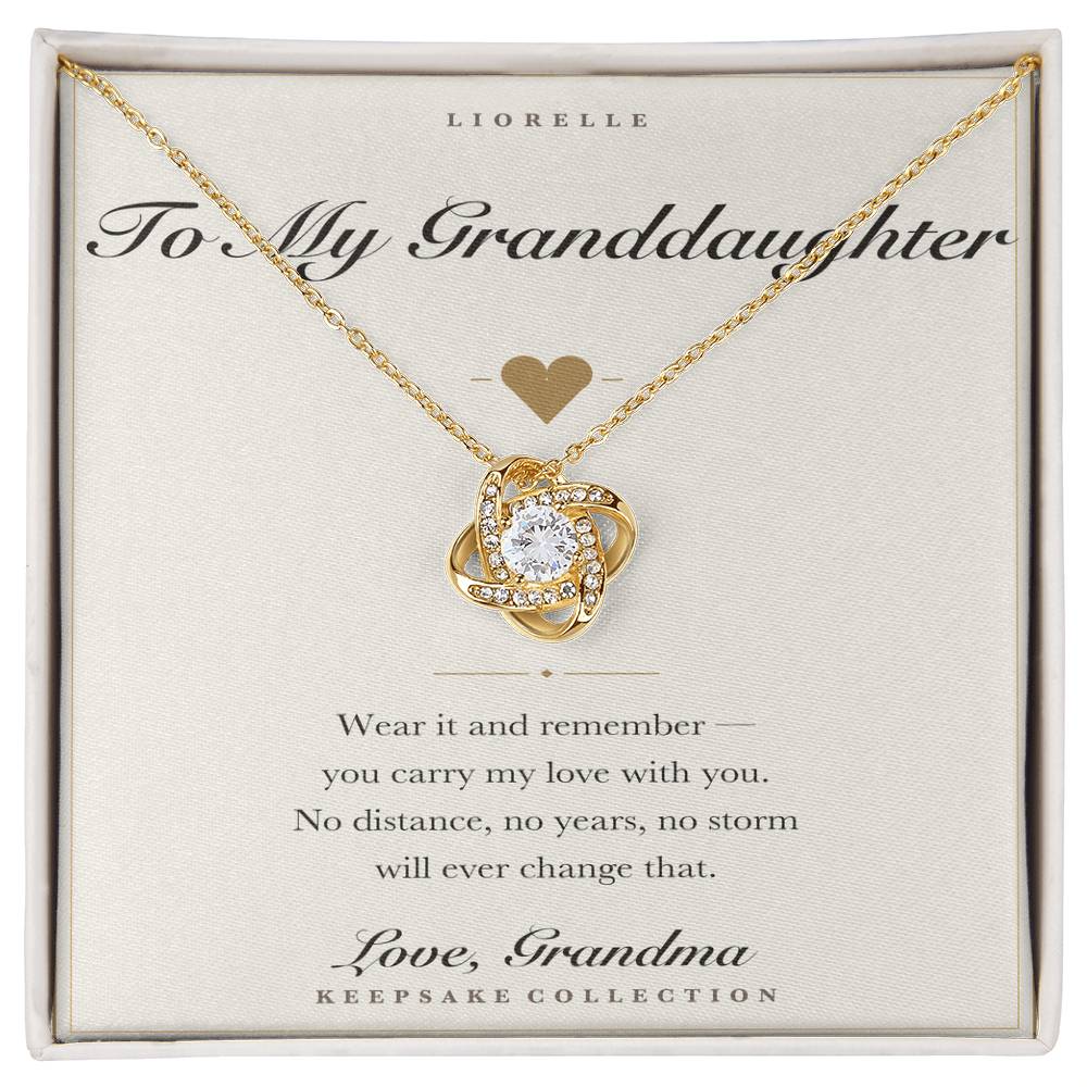 To My Granddaughter Love Knot necklace with keepsake message card — photo 3