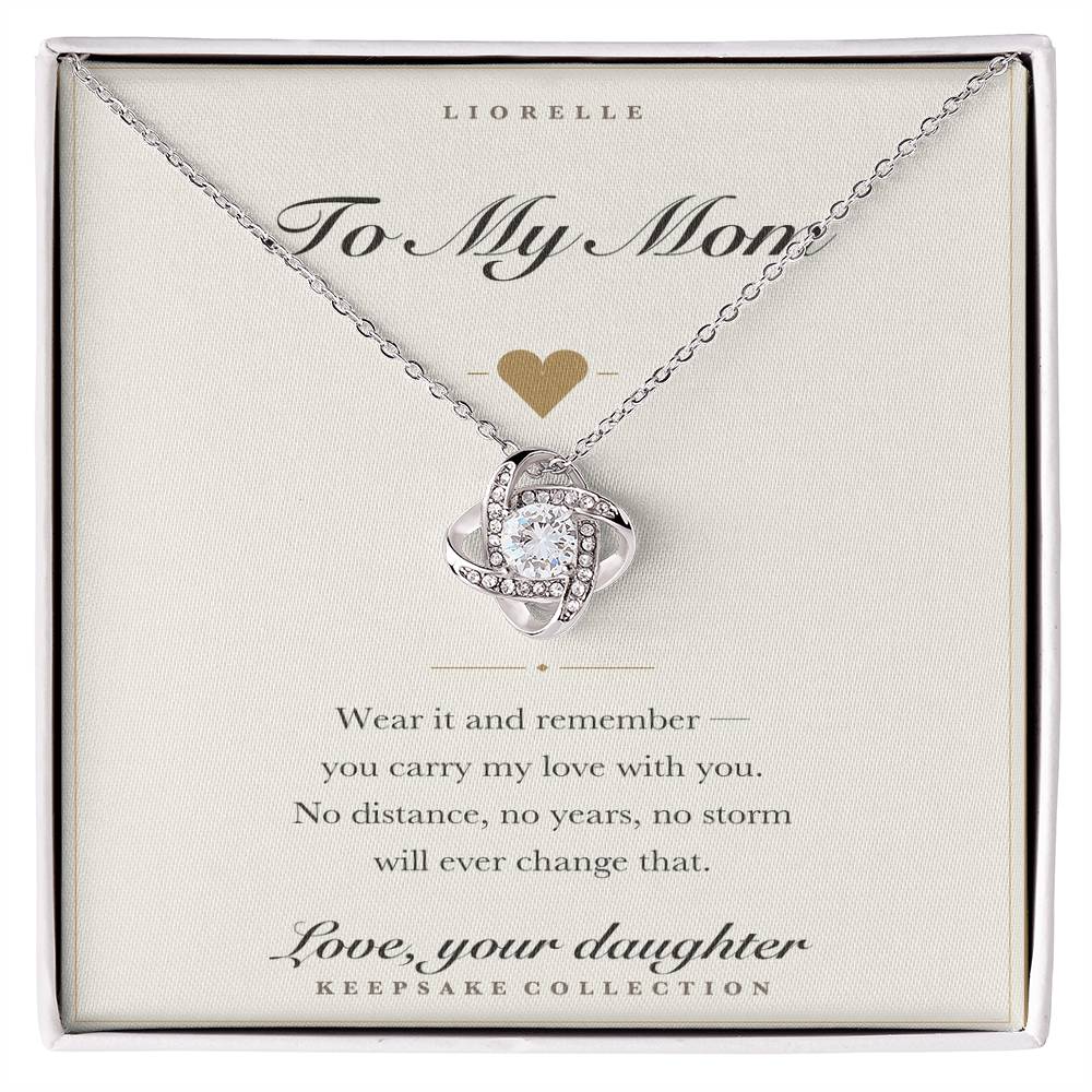 To My Mom Necklace with Message Card — Love Knot Keepsake Gift