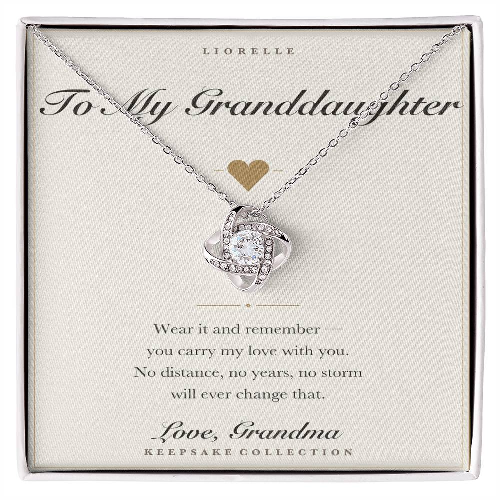 To My Granddaughter Necklace with Message Card — Love Knot Keepsake Gift