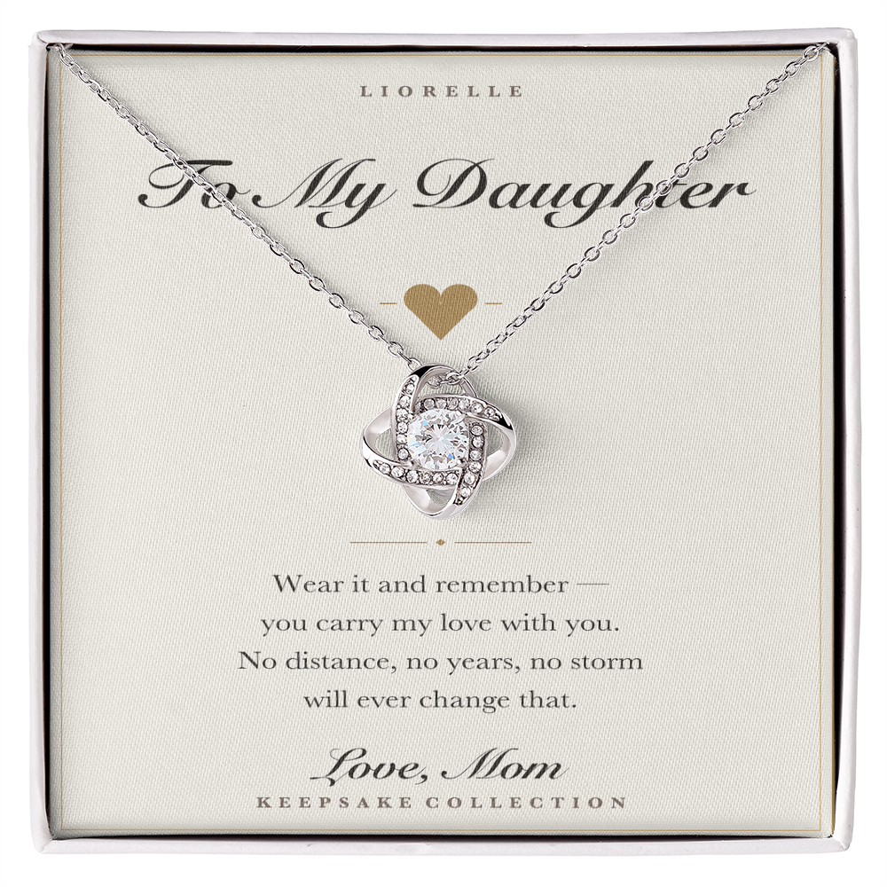 Personalized To My Daughter necklace with name on keepsake card — 14K white gold finish in gift box