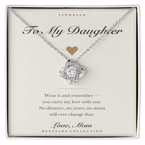 Personalized To My Daughter necklace with name on keepsake card — 14K white gold finish in gift box