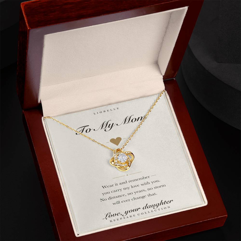 To My Mom Necklace with Message Card — Love Knot Keepsake Gift
