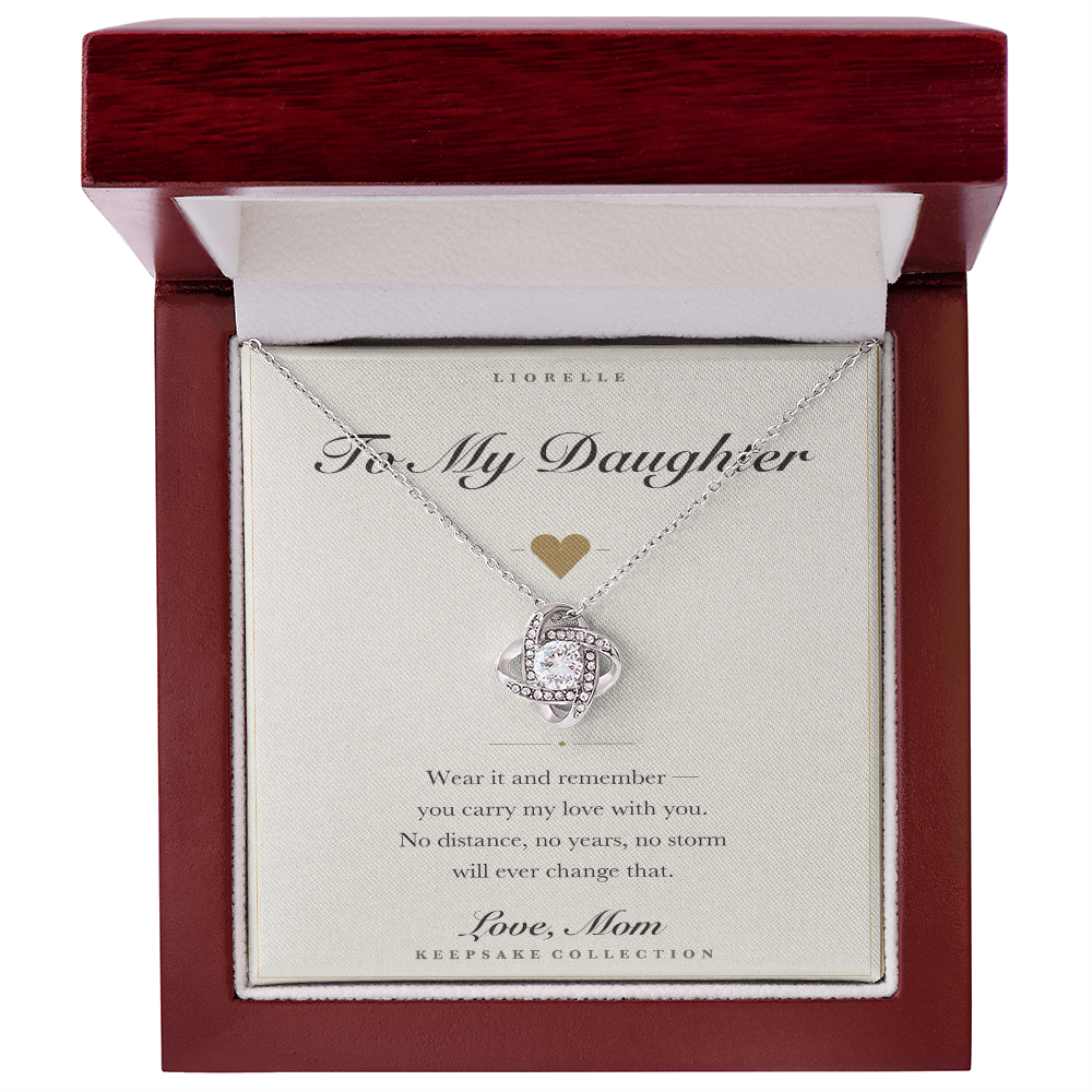 Personalized To My Daughter necklace — white gold finish in luxury mahogany box